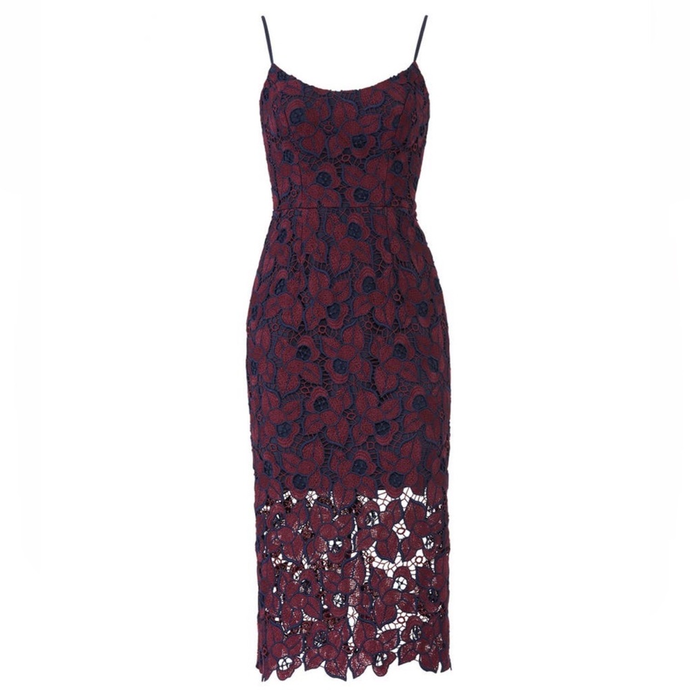 Dress the population plum lace dress size small